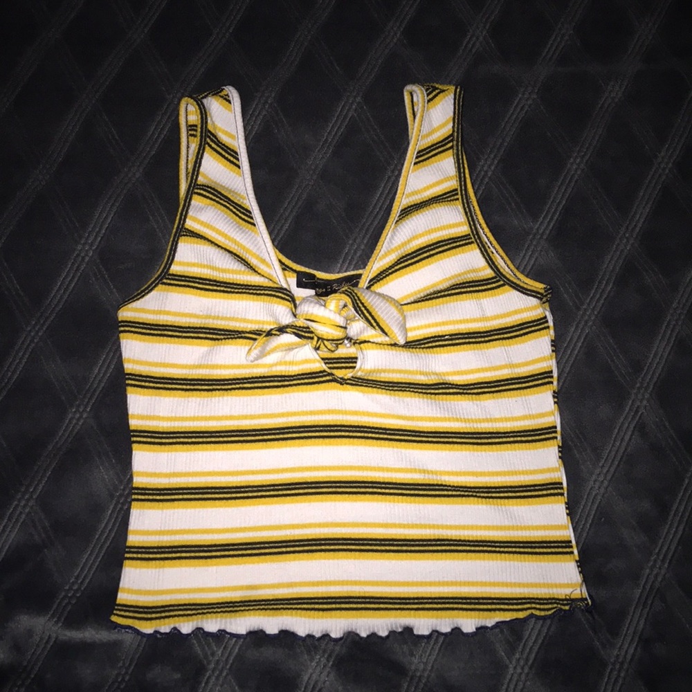 Yellow and white spaghetti strap with tie Size S